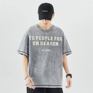 Nueva llegada OEM venta al por mayor logotipo personalizado peso pesado Camiseta 100% algodón lavado ácido camiseta hombres holgada camiseta lisa - Product Image 5