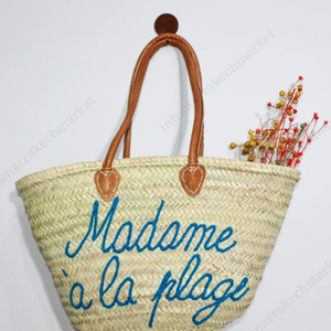 Sac de marché personnalisé de qualité supérieure, sac de plage français, panier en paille marocain, sac à main en paille - Product Image 1