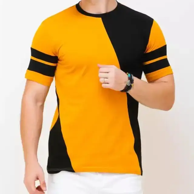 Più alla moda da uomo nero In cotone 100% di base In bianco Casual O collo T Shirt con maniche corte per la vendita a basse tariffe