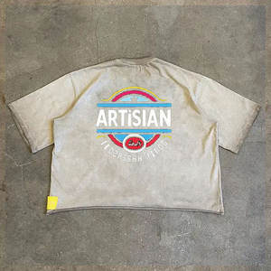 Camisetas Gráficas Personalizadas de Estilo Urbano para Hombre, 100% Algodón, Lavado Ácido, Estilo Hip Hop Vintage, Corte Holgado, Transpirable - Product Image 2