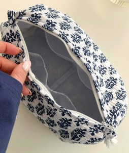 White Vintage Cotton Case <b>Zipper</b> Closure Eco-Friendly Water Resistant Durable Small/Medium/Large Capacity Makeup <b>Storage</b> - Product Image 4