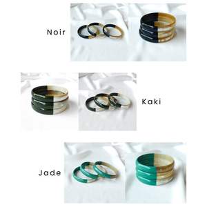 Brazalete de resina de cuerno de búfalo natural, chapado en rodio con forma de diamante de corte princesa, artesanía de estilo Animal pulido - Product Image 2