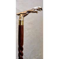 Canne de marche Jaguar avec poignée en laiton massif, design en alliage de zinc gravé, embout en caoutchouc, décoration d'intérieur, cadeau pour homme et femme