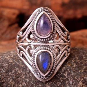 Anillo de moda sólido 925 joyería de plata esterlina Natural Multi fuego labradorita piedra preciosa anillo hecho a mano 925 sello joyería de plata - Product Image 3