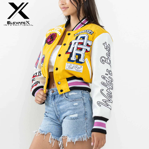 เสื้อแจ็กเก็ตผ้าฝ้ายสีขาวสำหรับผู้หญิงผ้ากำมะหยี่ปักลายเสื้อแจ็กเก็ตกันลมแขนเสื้อขนสัตว์ย้อมสีล้วนแบบตัวหนังสือ - Product Image 6