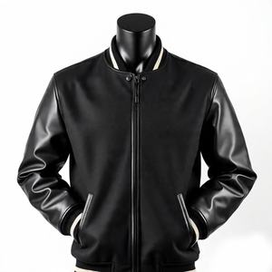 Logo personnalisé brodé coupe-vent hip-up baseball en cuir vintage mode sport surdimensionné streetwear veste universitaire - Product Image 2