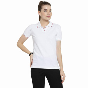 Polo de LICRA de alta calidad/algodón orgánico para mujer, camisa Polo de moda de ajuste Regular de Color blanco, ropa de verano para mujer, camisas personalizadas - Product Image 3