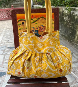 Jaipuri bolso de mano con estampado de bloques de algodón indio Kantha Bolsos De Mujer bolso de viaje acolchado - Product Image 1