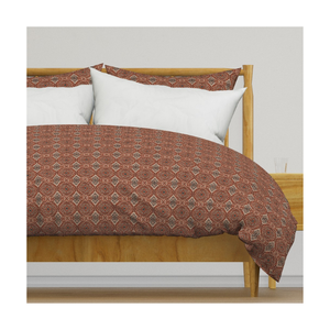 Funda nórdica de Reina bordada con estampado de bloque de color marrón granate hecha de algodón teñido a base de plantas con artesanía india - Product Image 1