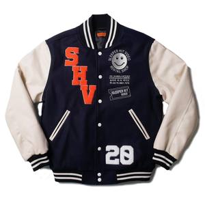 Patchs brodés en chenille, patchs en laine et viscose, veste de baseball unisexe vintage, col montant, hiver 2025 - Product Image 4