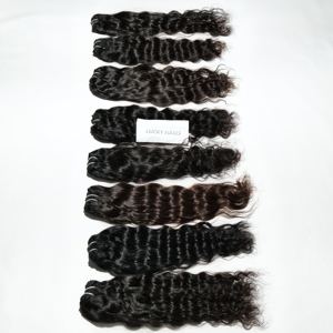 Extensions de cheveux humains naturels vierges bruts non transformés Temple indien cuticule alignée vagues profondes lâches HD ruban de dentelle pré-collé - Product Image 1