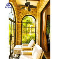 Puertas y Ventanas de Arco de Aluminio Estilo Europeo Retro, Puertas Abatibles Clásicas con Doble Vidrio Insonorizado
