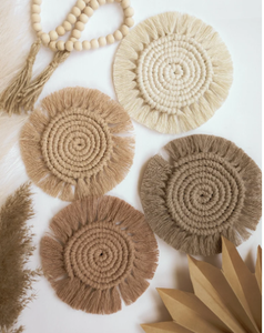 Posavasos de macramé Velas Estera de plantas Estera de Bar hecha a mano Posavasos bohemios - Product Image 3