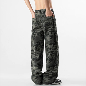 Low Moq 25Trousers Streetwear Printed Cotton Twill Wide Leg <b>Camouflage</b> Camo Carpenter Trouser Tactical Baggy <b>Cargo</b> <b>Pants</b> Men - Product Image 2