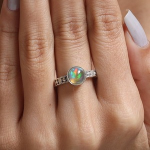 925 Sterling Silver <b>Opal</b> Gemstone Handmade Boho Style <b>Ring</b> Jewelry for Women Wedding & Party Gift - Product Image 5