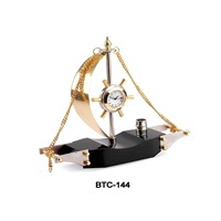 Ensemble de bureau décoratif en métal de haute qualité REGAL INCORPORATION avec horloge et porte-stylo BTC-144 pour la maison/le bateau