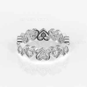 Manufacturer Direct Heart Shaped Moissanite Eternity <b>Ring</b> 925 Silver GIA Certified Lab Created Wedding Band <b>Promise</b> <b>Ring</b> for - Product Image 1