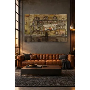 Impression sur toile de maisons en forme de croissant de lune de Fida Egon Schiele - Product Image 1