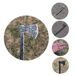 Hache unique du roi Ragnar des Vikings, tête en acier à haute teneur en carbone de qualité industrielle, manche en bois naturel pour le camping en plein air et la survie - Product Image 3
