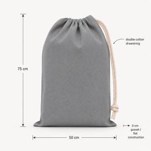 Bolsa de Almacenamiento de Ropa con Cordón de Algodón Reciclado Personalizada, 50x75 cm, 225 GSM, Gris, Bolsa Ecológica para el Hogar, Hotel, Almacenamiento a Granel - Product Image 3