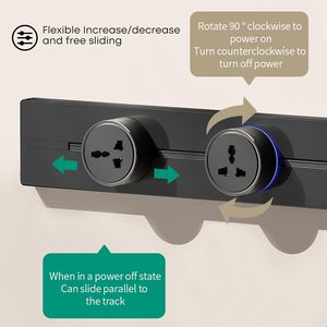 Levin 50cm điện theo dõi USB nối Anodized nhôm trượt đường sắt 220 đến 240V trong màu xám 220V đến 240V nhôm trượt đường sắt - Product Image 3