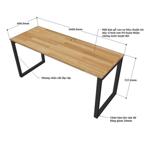 HBRT034 Escritorio Rectangular Minimalista de 160x60cm, Mesa de Computadora en Forma de L de Madera Melamínica para Oficina o Dormitorio - Product Image 6