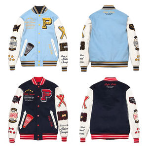 Veste universitaire personnalisée en cuir véritable laine manches corporelles patchs de broderie en chenille College Letterman Blouson aviateur pour unisexe - Product Image 2