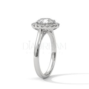 Anillo de Compromiso Solitario Halo de Plata de Ley 925 Hecho a Mano Personalizado con Diamante Cultivado para Bodas y Eventos - Product Image 6