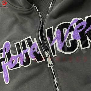 Sweats à capuche en éponge française de haute qualité pour hommes personnalisés avec fermeture éclair en chenille brodée Active Regular Wear à bas prix pour l'hiver - Product Image 6