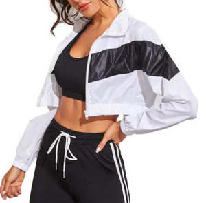 Veste bomber pour femme URBANGAZER, couleur personnalisée, bloc de couleurs, coupe courte, coupe-vent, respirante, séchage rapide, tissu sergé, coque en polyester - Product Image 6