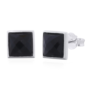 ต่างหูทรงกลมอาเกตสีดำสุดหรูทันสมัยในเงินสเตอร์ลิง - Product Image 2