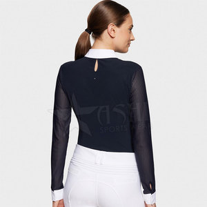 Horse Riding Wear Custom Show Shirts With Private Label Horse Riding Top Women <b>Equestrian</b> Short Sleeves Show Shirt - Product Image 4