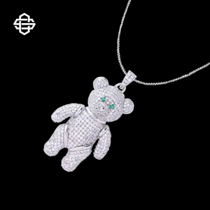 Colgante de oso de peluche personalizado, collar de moissanita de hip hop para hombres y mujeres, joyería ostentosa de Plata de Ley 925 - Product Image 2