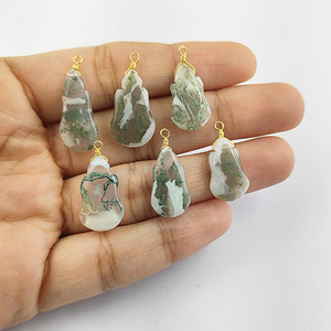 Colgante de Ágata Musgosa Natural de 23-21 mm, Forma Irregular, Envuelto en Alambre, Collar de Plata de Ley 925, Certificado por Terceros, Proveedor Directo - Product Image 4