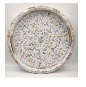 Plat de service artisanal en bois avec incrustation d'os, finition pour hôtels, plats de service, nourriture, fruits, café, mariage, fête, décoration de table - Product Image 2