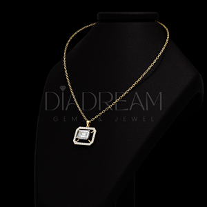 Exclusif 925 Sterling Silver Leb Grown VVS Clarity Emerald Cut Pendentif Collier Diamant Femmes Dernière Fête De Mariage - Product Image 3