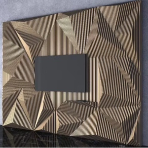 Décoration murale suspendue en bois faite à la main, design Art déco moderne, pour unité TV, anniversaire - Product Image 1