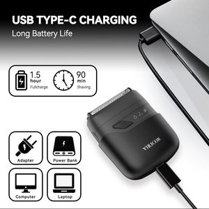 Rasoir électrique portable compact pour hommes, tondeuse à barbe étanche avec double lame flottante pour un rasage précis - Product Image 4