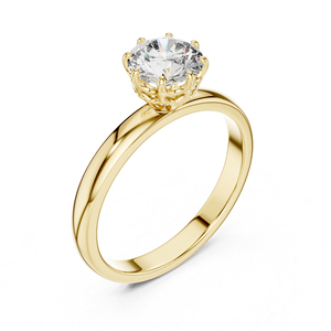 Diamante Redondo Cultivado en Laboratorio de Oro Amarillo de 14K |   Anillo de Compromiso | Diamante Cultivado Nuevo - Product Image 5