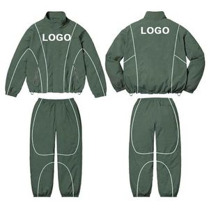 <b>Men's</b> Custom Logo Nylon Tracksuits Windbreaker Jacket and Sweatpants Set <b>Zip</b>-up Training Jogging Wear Windbreaker Tracksuit - Product Image 3