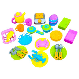 <b>Plastic</b> Medium Tableware Kitchen Play Set Toy for Kids 2-4 Years Old Pretend Cooking <b>Mesh</b> Bag Packed - Product Image 1