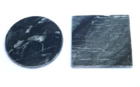 Ensemble de sous-verres ronds classiques en ardoise naturelle, écologiques, avec bords bruts et irréguliers, couleur noire, qualité supérieure, marque So Brand