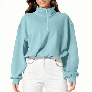Mode personnalisée sweats à capuche surdimensionnés pour femme épais 1/4 quart fermeture éclair col roulé sweats à capuche pull sweat pour femmes oem - Product Image 1