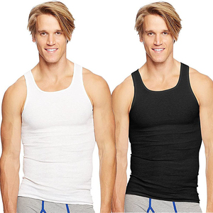 เสื้อกล้ามออกกำลังกายสไตล์วินเทจสำหรับผู้ชาย เสื้อกีฬาเพาะกายแบบมีสายรัด คอวี มีกระเป๋าเสื้อ ผ้าฝ้าย 100% เสื้อยืดแขนกุดสำหรับออกกำลังกาย - Product Image 1