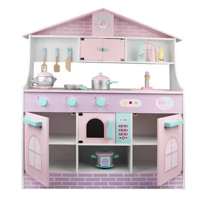 Großhandel Holz Kinder küche vorgeben Kochen Spiel Set Promotion Custom ized Kids Toys Küchen geschirr