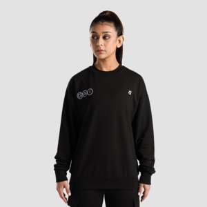Sweat-shirt surdimensionné pour femme Sanctuary, en maille de soie respirante, coupe courte, noir, de haute qualité - Product Image 3