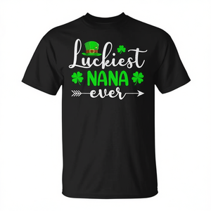 T-shirt « La Nana la plus chanceuse de tous les temps » pour la Saint-Patrick, motif trèfle vert - Product Image 2
