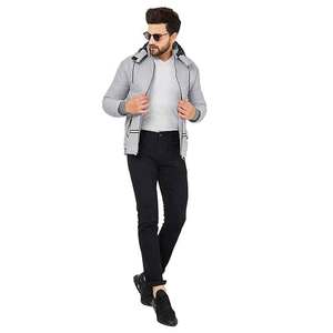 Vente en gros de doudounes pour hommes avec logo personnalisé Veste universitaire à capuche avec fermeture à glissière Streetwear coupe-vent - Product Image 6