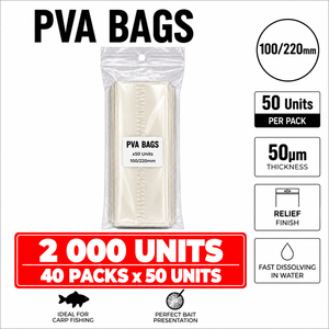 ถุง PVA ขนาด 100x220 มม. จำนวน 2000 ชิ้น ละลายเร็วในน้ำ ใช้สำหรับตกปลาคาร์พ ตกปลาแบบตีเหยื่อ ไม่ทิ้งสารตกค้าง ละลายภายใน 30-60 วินาที - Product Image 1