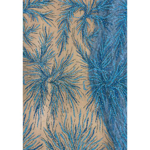 Ocean Wave Beaded Embroidered Luxury <b>Fabric</b> 100% Polyester Woven Style with Floral Features In-Stock Items Breathable - Product Image 2